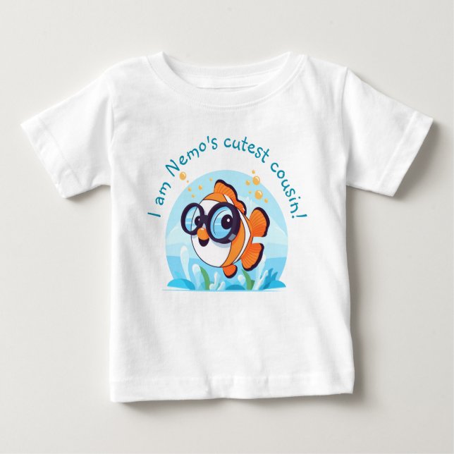 Sea Adventure | Cute Clownfish with Sunglasses Baby T-Shirt (Front)