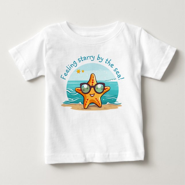 Sea Adventure | Cute Starfish with Sunglasses Baby T-Shirt (Front)