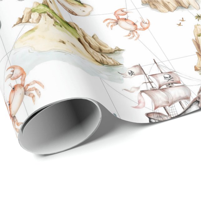 Sea adventure Treasure Map compass  Wrapping Paper (Roll Corner)