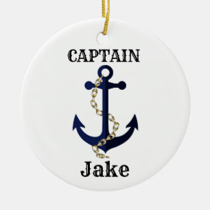 Sea anchor, chain, personalised ceramic tree decoration