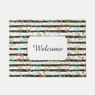 Sea Anchor Pattern Add Your Text Doormat