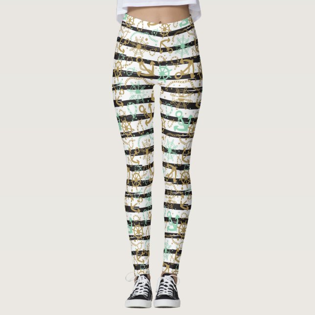 Sea Anchor Pattern Leggings (Front)