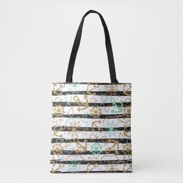 Sea Anchor Pattern Tote Bag (Front)