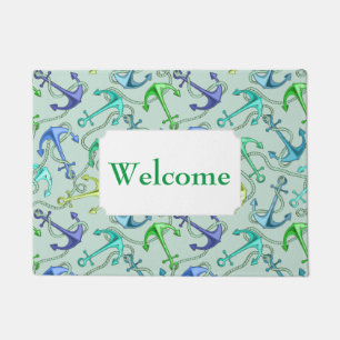 Sea Anchors And Rope Pattern   Add Your Text Doormat