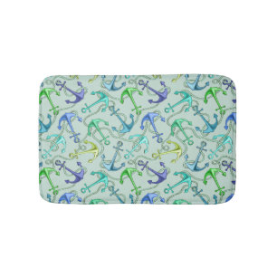 Sea Anchors And Rope Pattern Bath Mat