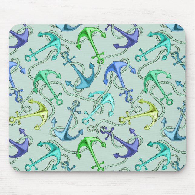 Sea Anchors And Rope Pattern Mouse Pad (Front)