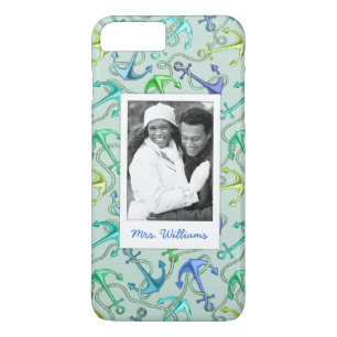 Sea Anchors And Rope Pattern   Your Photo & Name iPhone 8 Plus/7 Plus Case