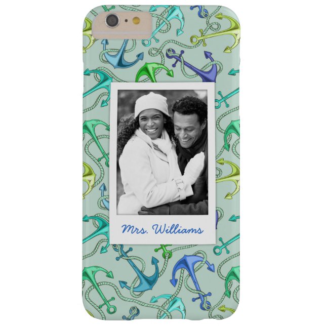 Sea Anchors And Rope Pattern | Your Photo & Name Case-Mate iPhone Case (Back)