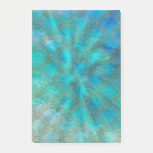 Sea and Mermaid Scales in aqua and gold Post-it Notes