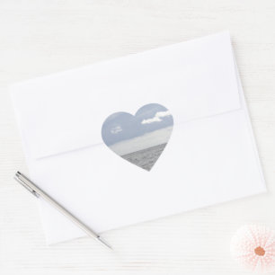 Sea and pretty clouds heart sticker