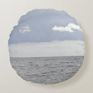 Sea and pretty clouds round cushion