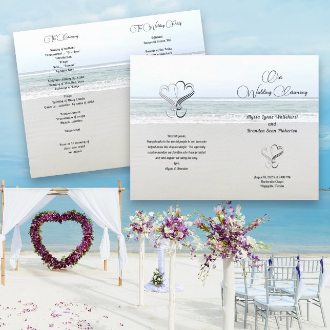 Sea and Sand Wedding Ceremony Folded Program (Creator Uploaded)