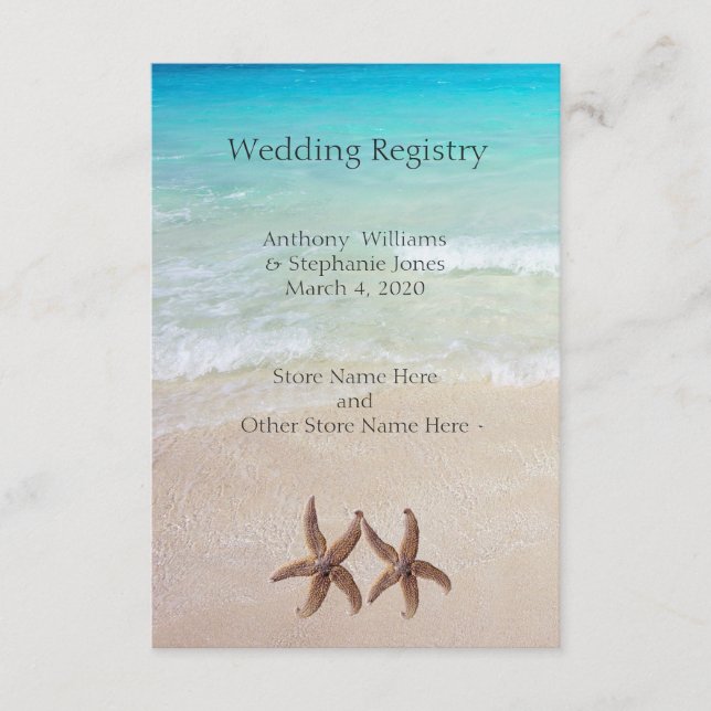 Sea and Sand Wedding Registry Enclosure Card (Front)