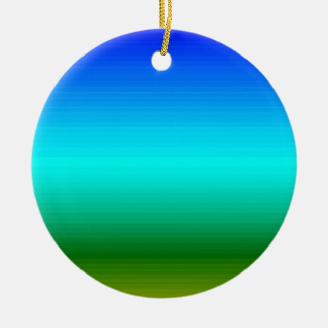 Sea and Sky Blue and Green Gradient Ceramic Tree Decoration (Front)