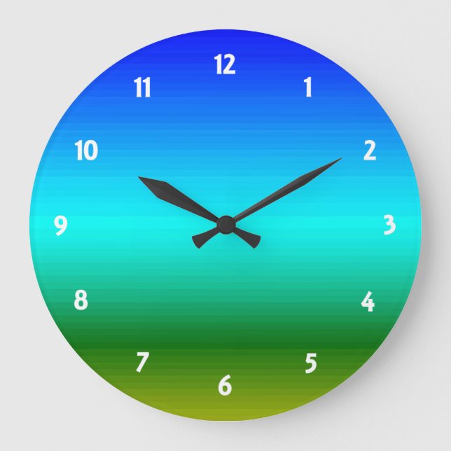 Sea and Sky Blue and Green Gradient Large Clock (Front)