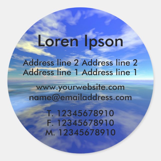 Sea and Sky Business / Profile Classic Round Sticker (Front)