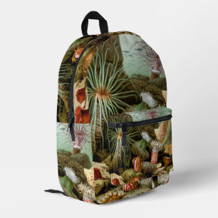Sea Anemones Marine Life, Vintage Ocean Animals Printed Backpack