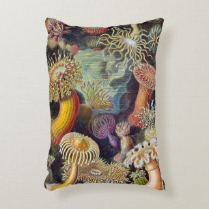 Sea Anemones, Vintage Actiniae by Ernst Haeckel Decorative Cushion