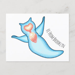 Sea angel cartoon illustration postcard