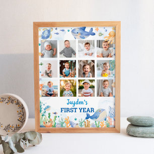 Sea Animal Boy Birthday Photo Milestone Sign