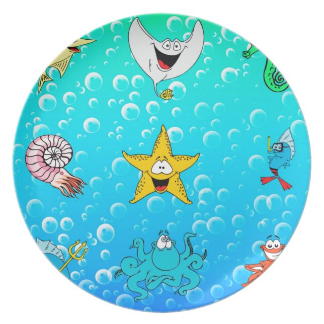 Sea Animal Cartoon Plate (Front)
