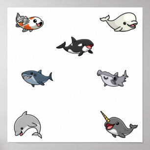Sea animal collection poster