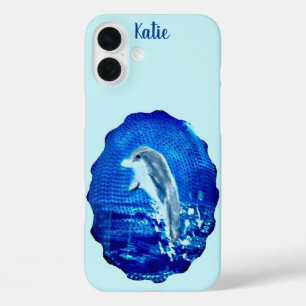 Sea Animal Dancing Dolphin Painting Personalised iPhone 16 Plus Case