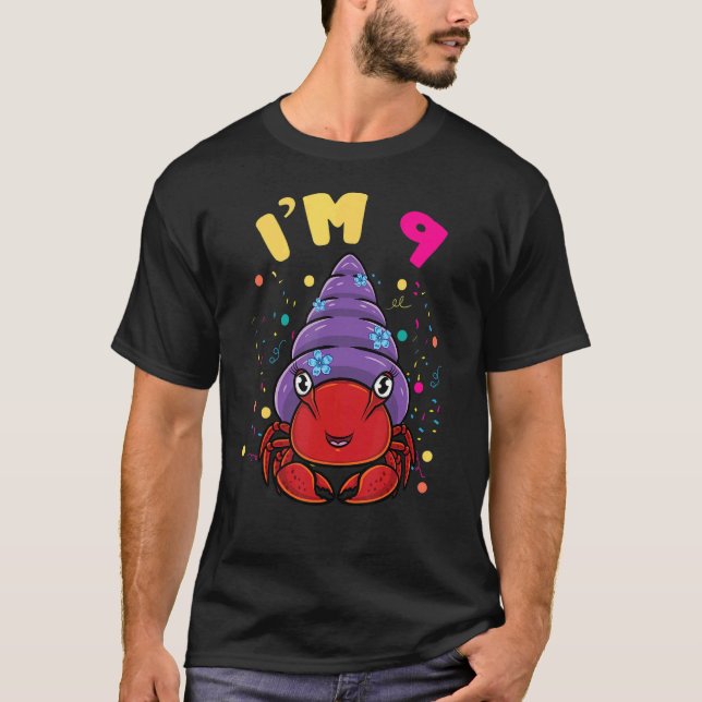 Sea Animal Im 9 Hermit Crab 9th Birthday T-Shirt (Front)