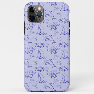 Sea animals and sailboat one line drawing pattern Case-Mate iPhone case