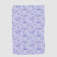 Sea animals and sailboat one line drawing pattern 