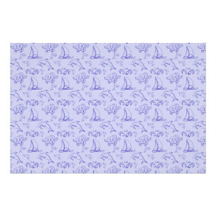 Sea animals and sailboat one line drawing pattern  photo print