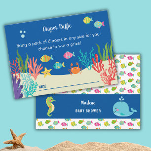 Sea animals baby shower diaper raffle enclosure card