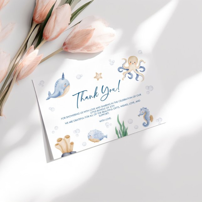 Sea Animals Baby Shower Thank You Card (Creator Uploaded)