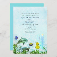 Sea Animals Beach Watercolor Party Invitations