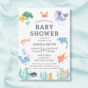 Sea Animals Gender Neutral Baby Shower Invitation