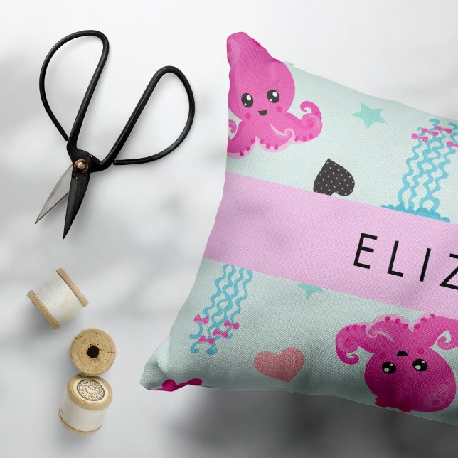 Sea Animals, Octopus, Jellyfish, Hearts, Your Name Pillowcase (Creator Uploaded)
