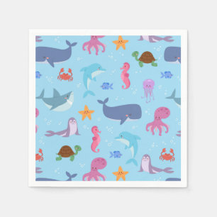 Sea Animals Paper Napkins, Under the Sea Party Napkin