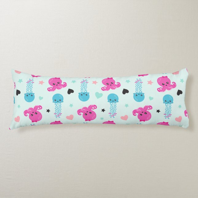 Sea Animals, Sea Life, Octopus, Jellyfish, Hearts Body Cushion (Front)