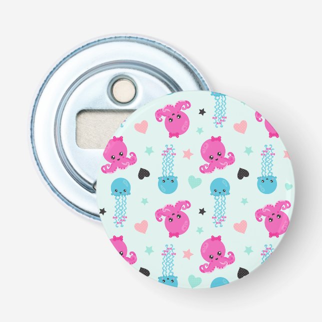 Sea Animals, Sea Life, Octopus, Jellyfish, Hearts Bottle Opener (Front)