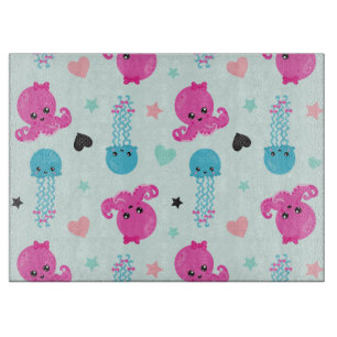Sea Animals, Sea Life, Octopus, Jellyfish, Hearts Cutting Board