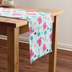 Sea Animals, Sea Life, Octopus, Jellyfish, Hearts Medium Table Runner