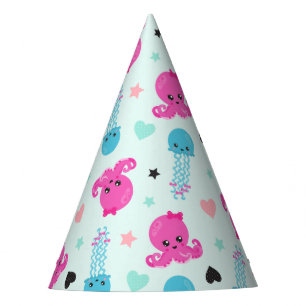 Sea Animals, Sea Life, Octopus, Jellyfish, Hearts Party Hat