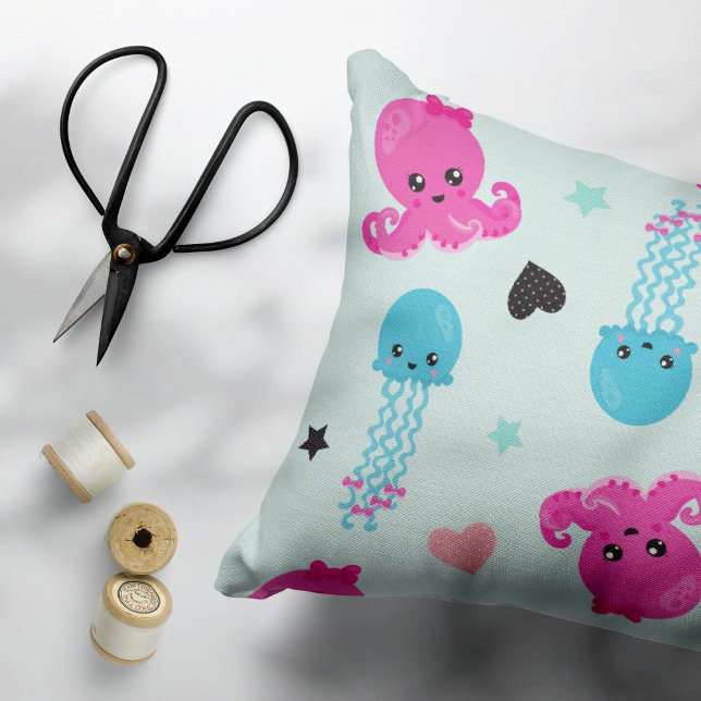 Sea Animals, Sea Life, Octopus, Jellyfish, Hearts Pillowcase (Creator Uploaded)