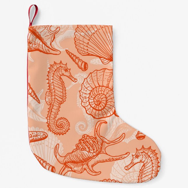 Sea animals seamless pattern small christmas stocking (Front)