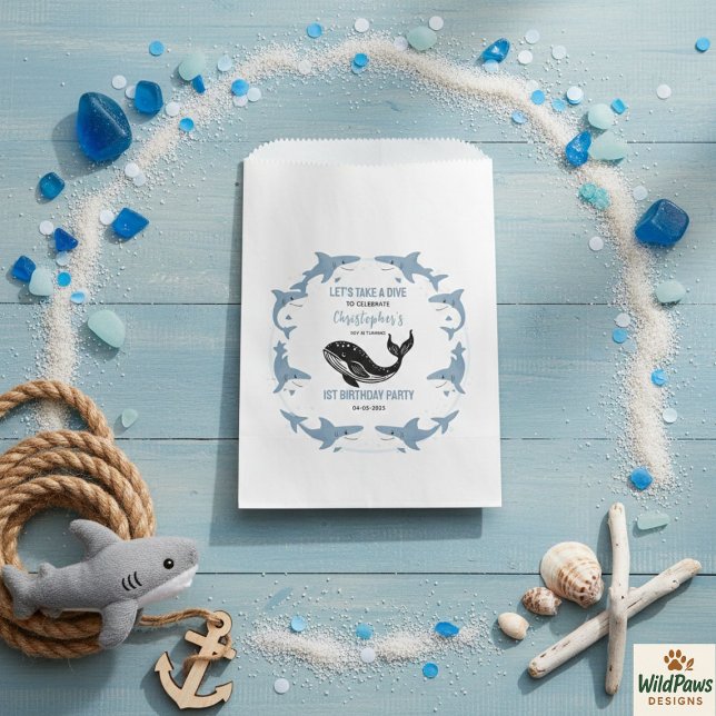 Sea Animals Shark 1st Birthday | Under the Sea  Favour Bags (Sea Animals Shark 1st Birthday | Under the Sea Favor Bag
)