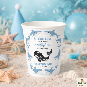 Sea Animals Shark 1st Birthday   Under the Sea  Paper Cups