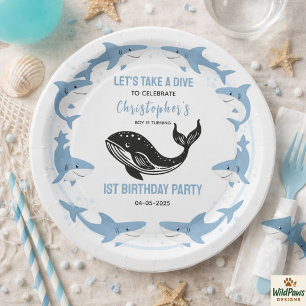 Sea Animals Shark 1st Birthday   Under the Sea  Paper Plate