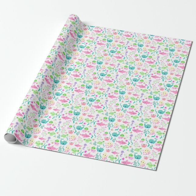 Sea Animals Wrapping Paper (Unrolled)