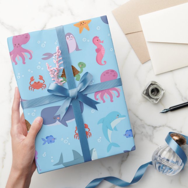 Sea Animals Wrapping Paper, Sea Life Gift Wrap (Gifting)