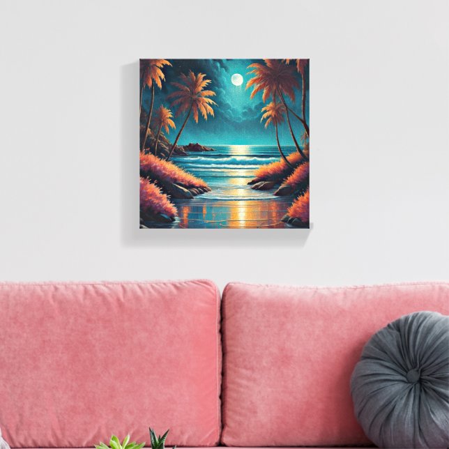 Sea at night canvas print (Insitu(LivingRoom))